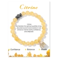 Citrin Perlenarmband mit Naturstein-Anhänger auf einer weißen Display-Karte - Citrin und Gun Black Lavastein / 19cm
