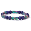 Bracelet pour hommes en perles de lapis bleu profond avec des espaceurs arc-en-ciel - 19cm / Lapis-lazuli avec Pierre de Lave Arc-en-ciel