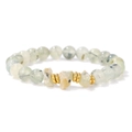 Bracciale di perle in pietra naturale verde chiaro con pietre grezze e metallo - 19cm / Prehnite
