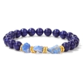 Bracciale di perle di lapislazzuli con pietre naturali blu e dettagli in metallo dorato - 19cm / Lapislazzuli con pietra bianca