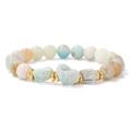 Bracciale di pietre naturali con minerali azzurri grezzi e distanziatori dorati - 19cm / Amazzonite Multicolore