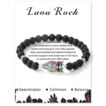 Dettaglio del bracciale civetta in pietra lavica con pietre colorate su scheda prodotto - Pietra lavica