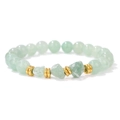Bracciale in pietre naturali verde chiaro con gemme grezze e distanziatori dorati - 19cm / Avventurina Verde