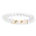 Bracciale in cristallo naturale con pietre grezze bianche e dettagli in metallo oro - 19cm / Cristallo di rocca