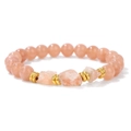 Bracciale di perline in pietra naturale rosa arancio con cristalli e anelli d'oro - 19cm / Angelite