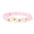 Bracciale in quarzo rosa naturale con pietre grezze rosa e distanziali in metallo dorato - 19cm / Quarzo rosa