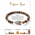 Bracciale in occhio di tigre con ciondolo a civetta in argento e strass colorati - Occhio di tigre