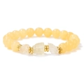 Bracciale di perle con pietre naturali giallo pallido e distanziatori dorati eleganti - 19cm / Vecchia Giada Gialla