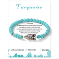 Bracciale elastico in turchese con ciondolo a forma di gufo argentato su carta - Turchese Blu