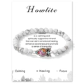 Bracciale in howlite bianca con ciondolo a civetta e carta curativa spirituale - Howlite