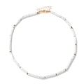 Minimalist turquoise layering necklace featuring white marble discs and gold spacer beads - White Turquoise