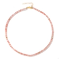 Pink orange square beaded necklace with gold spacers and adjustable lobster clasp - Watermelon red