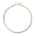 Handmade beaded necklace with light green turquoise discs and golden metal spacers - Green Aventurine