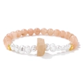 6mm orange gemstone bead bracelet with baroque pearls and gold spacers for women - Orange Sunstone Style (FD11459-19CM) / 19cm