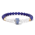 Handmade 6mm lapis lazuli and baroque pearl bracelet with gold beads and raw stone - Deep Blue Lapis Lazuli Style (FD11462-19CM) / 19cm