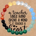 Colorful natural stone bead bracelet with teacher appreciation message on kraft card - Multicolor Stone (1)
