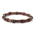 Bracciale retrò in perline di legno intrecciate a mano con perle marroni scuro e trama - Stile Perline in Legno Cilindriche Marroni (CC1141)