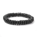 Bracciale intrecciato fatto a mano con perle in legno nero opaco in stile retrò minimal - Stile Perline ad Anello Nero (CC1143)