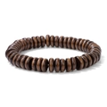 Bracciale artigianale con perline in legno marrone scuro e grana di legno naturale - Stile Perline a Disco Marrone Scuro (CC1144)