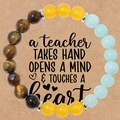 Handmade beaded bracelet with tiger eye and blue stone on a teacher gift card - Tiger Eye Amazonite (3)