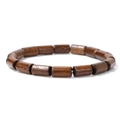 Bracciale di perle di legno marrone scuro con venature naturali in stile minimalista - Stile Perline in Legno Cilindriche Marrone Scuro (CC1145)