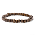 Bracciale elastico fatto a mano con perle in legno marrone scuro dal design a cubo - Stile Perline Quadrate Arrotondate Marrone Scuro (CC1147)