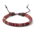 Bracciale etnico intrecciato a mano multicolore con cordino in pelle regolabile per unisex - Stile Corda Tessuta a Mano Multicolore (CC1148)