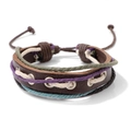 Bracciale multistrato in pelle con corde intrecciate colorate e nodo scorrevole regolabile - Stile Pelle Bohémien Marrone (CC1149)