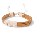 Bracciale unisex in pelle intrecciata a mano con cordini regolabili in marrone - Stile Avvolto in Corda Beige Marrone (CC1151)
