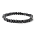 Bracciale minimalista con perline di legno nere quadrate e finitura opaca per uomo e donna - Stile Perline Quadrate Arrotondate Nere (CC1152)