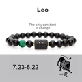 Bracciale elastico segno Leone con onice nera opaca e occhio di tigre verde - Leone