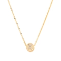 Gold chain necklace with round disk pendant featuring a pavé crystal letter X - Letter X Style (FN2025-X) / 45cm
