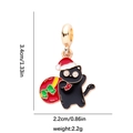 Ciondolo gatto nero di Natale con cappello da Babbo Natale e sacchetto regalo per gioielli - Forma di Gatto con Sacco Regalo (DGB2106)