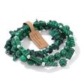 Set di 3 braccialetti in malachite naturale con perline cilindriche e tonde verdi - Stile Malachite (FK2052) / 19cm