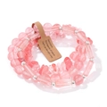 Set di tre braccialetti in quarzo fragola con tubi d'argento ed etichetta di carta - Stile Quarzo Fragola (FK2055) / 19cm