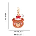 Ciondolo orso di Natale in lega marrone con cappello rosso, 3,3x1,9 cm, 2,5g - Forma di Testa d'Orso con Cappello di Natale (DGB2109)