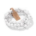Set di 3 bracciali da uomo in pietra naturale bianca marmorizzata con distanziali in metallo - Stile Howlite (FK2059) / 19cm