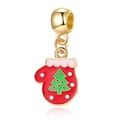 Ciondolo guanto di Natale dorato con smalto per la creazione di gioielli fai da te festivi - Ciondolo Muffola ad Albero di Natale (MDF794)