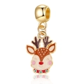 Ciondolo a forma di renna di Natale con naso rosso e finitura dorata per braccialetti - Charm Palchi di Cervo Carino (MDF792)