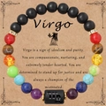 Bracciale costellazione Vergine in perline colorate con agata nera opaca e pietre - Vergine