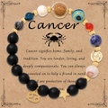 Braccialetto zodiacale Cancro con perline in pietra naturale e ciondolo color oro - Senza carta / Cancro