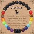 Bracciale Ariete con onice nera opaca e pietre naturali colorate su carta da regalo - Ariete