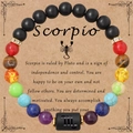 Bracciale zodiacale Scorpione con pietre colorate e perle di onice nero opaco - Scorpione