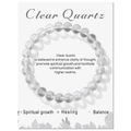 8mm Armband aus natürlichem Bergkristall mit weißer Karte für spirituelle Heilungseigenschaften - Weiß Kristall / 19cm Karte