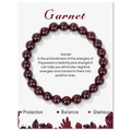 Dunkelrotes Granat-Steinperlenarmband 8mm präsentiert auf einer weißen Symbolkarte - Granat (FK2462-19CM) / 19cm Karte