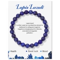 Armband aus 8 mm Lapislazuli-Natursteinen mit Goldsprengseln auf weißer Karte - Lapislazuli (FK2466-19CM) / 19cm Karte