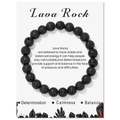 Handgefertigtes 8mm Lava-Gestein Perlenarmband mit elastischem Band und Energiekarte - Lavastein (FK2467-19CM) / 19cm Karte