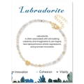 Detail of 3mm labradorite beaded bracelet with gold heart charm and extension chain - Labradorite