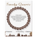 Rauchquarz 8mm Perlenarmband mit Naturkristallen auf einer englischen Displaykarte - Rauchquarz (FK2470-19CM) / 19cm Karte