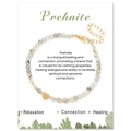 Detailed macro view of 3mm faceted prehnite beaded bracelet with a gold heart charm - Prehnite